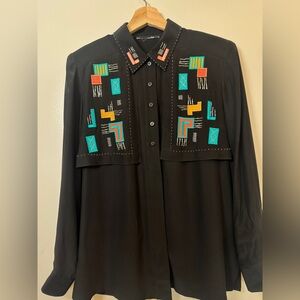 Vintage Beaded Western wear button-up blouse